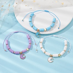 Braccialetto con ciondolo luna e stella in lega smaltata&nbsp;BJEW-JB09653