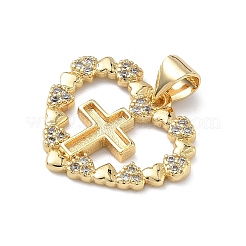 Pendentifs avec zircon cubiques à micro-pavés en laiton&nbsp;KK-Z143-09G-01