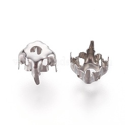 Viereckige Messing-Krappenfassungen zum Aufnähen&nbsp;KK-O084-05-6x6mm