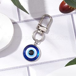 Pendentif rond et plat en acier inoxydable 304 et résine avec mauvais œil&nbsp;HJEW-JM01946-01