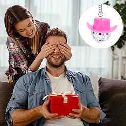 4 pezzo di decorazione a forma di cappello da mucca e ciondolo a forma di palla da discoteca con catene a sfere&nbsp;NJEW-DR0001-01