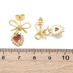 Latón micro pavé de circonio cúbico transparente cuelga aretes&nbsp;EJEW-F362-06G
