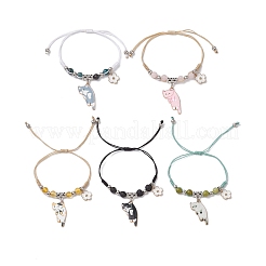 5 bracelet tressé en perles de pierres précieuses naturelles de 5 couleurs&nbsp;BJEW-TA00621