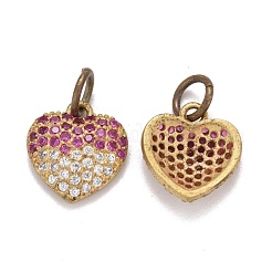 Breloques en laiton micro pavé moyen violet rouge et zircon cubique transparent&nbsp;ZIRC-G166-25G-A
