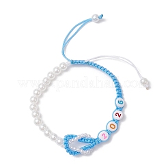 Bracelet tressé en perles d'imitation perle en plastique ABS (2 pièce) pour femme&nbsp;BJEW-JB13062