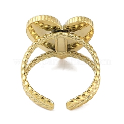 Ionenbeschichtung (IP) 304 Edelstahl Emaille Herz Manschette Fingerringe&nbsp;RJEW-L107-072G-02