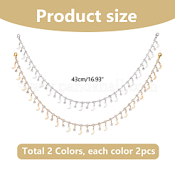 4 Stück 2 Farben Messing Micro Pave klare Zirkonia Ketten Stiefelriemen Ketten&nbsp;HJEW-HS00058