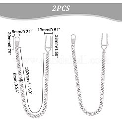 2 chaîne de montre de poche à clip en acier inoxydable&nbsp;DIY-UN0003-64