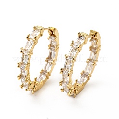 Boucles d'oreilles créoles à charnière avec zircons cubiques transparents&nbsp;EJEW-F288-11