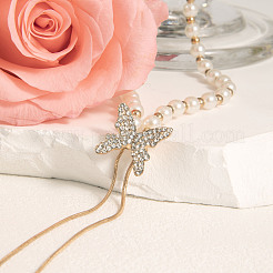 Legierung Kristall Strass Schmetterling Imitation Perle Perlen Lasso Halsketten für Frauen&nbsp;FS-WGC173B-01