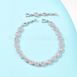Tennisarmbänder aus platinfarbenem Messing mit Mikropavé-Fassung aus Zirkonia&nbsp;BJEW-B160-02P-01