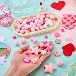 60 Stück Silikonperlen für DIY-Schmuck mit großem Thema.&nbsp;SIL-TA0003-37