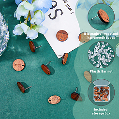 30 pièce de 3 styles de boucles d'oreilles à tige en bois de coco&nbsp;EJEW-FH0001-09