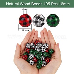 105pcs 3 Farben natürliche Holzperlen&nbsp;WOOD-SZ0001-13