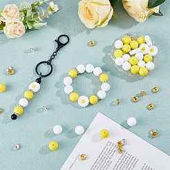 Kit de fabrication de bijoux en perles rondes et marguerites en silicone&nbsp;DIY-DC0002-96