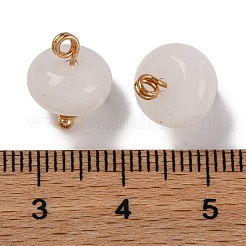 Natürliche weiße Jade Untertasse Charms mit Rack-Beschichtung goldfarbenen Messing-Bügeln&nbsp;KK-B103-17B-08