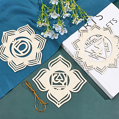 1 Set diy unvollendete böhmische Meditations-Energiesymbol-Holzanhänger-Dekorationssets&nbsp;DIY-CA0005-60
