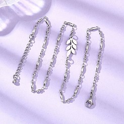 Colliers avec pendentif feuille en acier inoxydable 201 et chaîne en acier inoxydable 304&nbsp;NJEW-JN05674