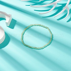 Pulsera elástica con cuentas de cubo de peridoto natural para mujer&nbsp;BJEW-JB08975-05
