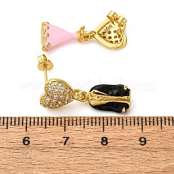 Messing Micro Pave klare Zirkonia baumeln Ohrstecker&nbsp;EJEW-D322-03G-01