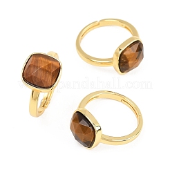 Fingerringe aus natürlichem Tigerauge mit Messingverschlüssen&nbsp;G-H353-04G-01