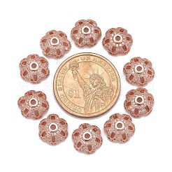 Tappi di perline in zirconia cubica con micro pavé in ottone a fiore 6 petalo ecologico&nbsp;X-ZIRC-M098-01RG-FF