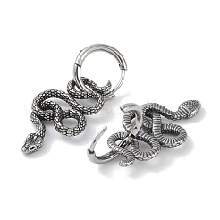 Orecchini a cerchio a forma di serpente in acciaio chirurgico 316 per donna&nbsp;EJEW-P274-14A-AS