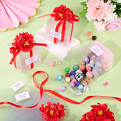 Durchsichtige PVC-Geschenkverpackungsboxen für Süßigkeiten mit Band und Kunstblume&nbsp;CON-TAC0001-20C