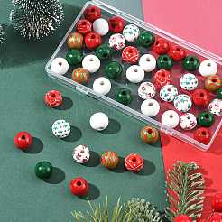 50 Stück 7 Farben Weihnachtsspray bemalte europäische Holzperlen&nbsp;WOOD-FS0002-43