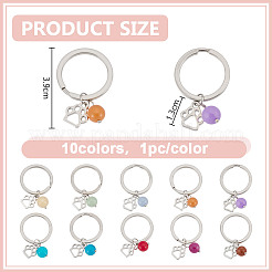 10 porte-clés en jade malaisien naturel et alliage&nbsp;KEYC-DR00008