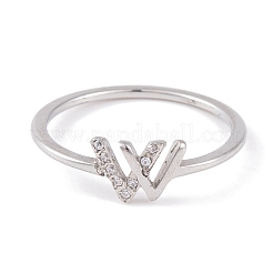Anello da dito in acciaio inossidabile 304 con lettera W per donna&nbsp;RJEW-C086-07-P