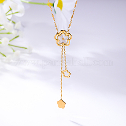 Colliers avec pendentif en forme de fleur et de coquillage en acier inoxydable pour femmes&nbsp;PT8035