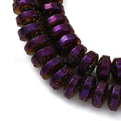 Brins de perles de pierre de lave naturelle galvanisées&nbsp;G-A256-E01-01I