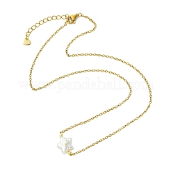 Collana da donna con ciondolo in perla keshi barocca naturale e catena a maglie in acciaio inossidabile 304.&nbsp;NJEW-JN06225-01