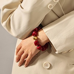 Pulseras elásticas de cuentas de bolas de acero inoxidable 304 y cubo acrílico para mujer&nbsp;WGFAC39-04
