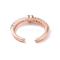 Offene Ringe in Herzform mit Mikropavé-Beschichtung aus klarem Zirkonia aus Messing&nbsp;RJEW-D020-12RG