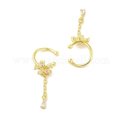 Boucles d'oreilles manchette en laiton à fleurs&nbsp;EJEW-I305-59G