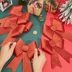 Lazo navideño de PVC con brillantina&nbsp;AJEW-SP0003-72A-01