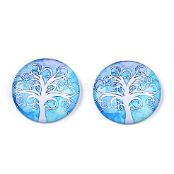 Un demi-rond / arbre modèle dôme en verre Cabochons dos plat pour les projets de bricolage&nbsp;GGLA-Q037-25mm-M28-08