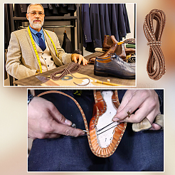 Flache Lederschnur für Schuhmacher mit Metallniete&nbsp;AJEW-WH0561-08A