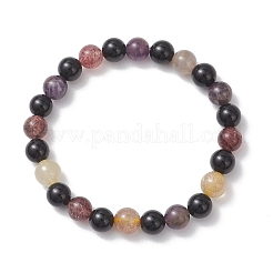 Bracelets extensibles en perles d'onyx noir naturel et d'auralite pour femmes&nbsp;BJEW-JB13168