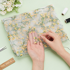 Spitzenstoff aus Polyester mit Blumenmuster und Stickerei&nbsp;AJEW-WH0314-267