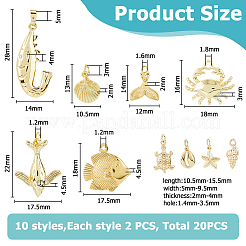 20 pz 10 stili animali marini pendenti in ottone&nbsp;KK-HS0001-26