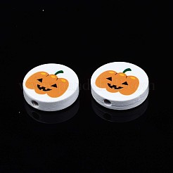 Halloween bedruckte Naturholzperlen&nbsp;WOOD-T021-92