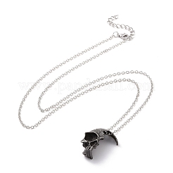 Collier pendentif demi-crâne cassé en alliage rétro pour hommes femmes&nbsp;NJEW-B085-04A