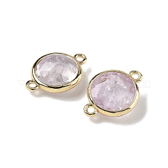 Messing Pavé natürliche Amethyste facettiert flach rund Verbinder Charms&nbsp;G-U028-04G-09