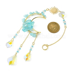 Natürliche Aquamarin- und Glasanhänger-Dekoration&nbsp;HJEW-JM01479-04