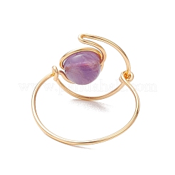 Runde natürliche Amethyst & Tigerauge & Hemimorphit & Regenbogen Mondstein Fingerringe&nbsp;RJEW-TA00144