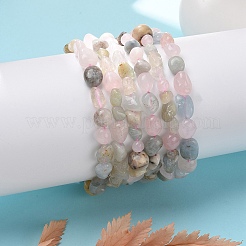 Morganite naturales pulseras del grano del estiramiento&nbsp;BJEW-K213-49
