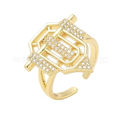 Anelli con polsino aperto in ottone micro pavé di zirconi cubici trasparenti per donna e uomo&nbsp;KK-B124-12G
